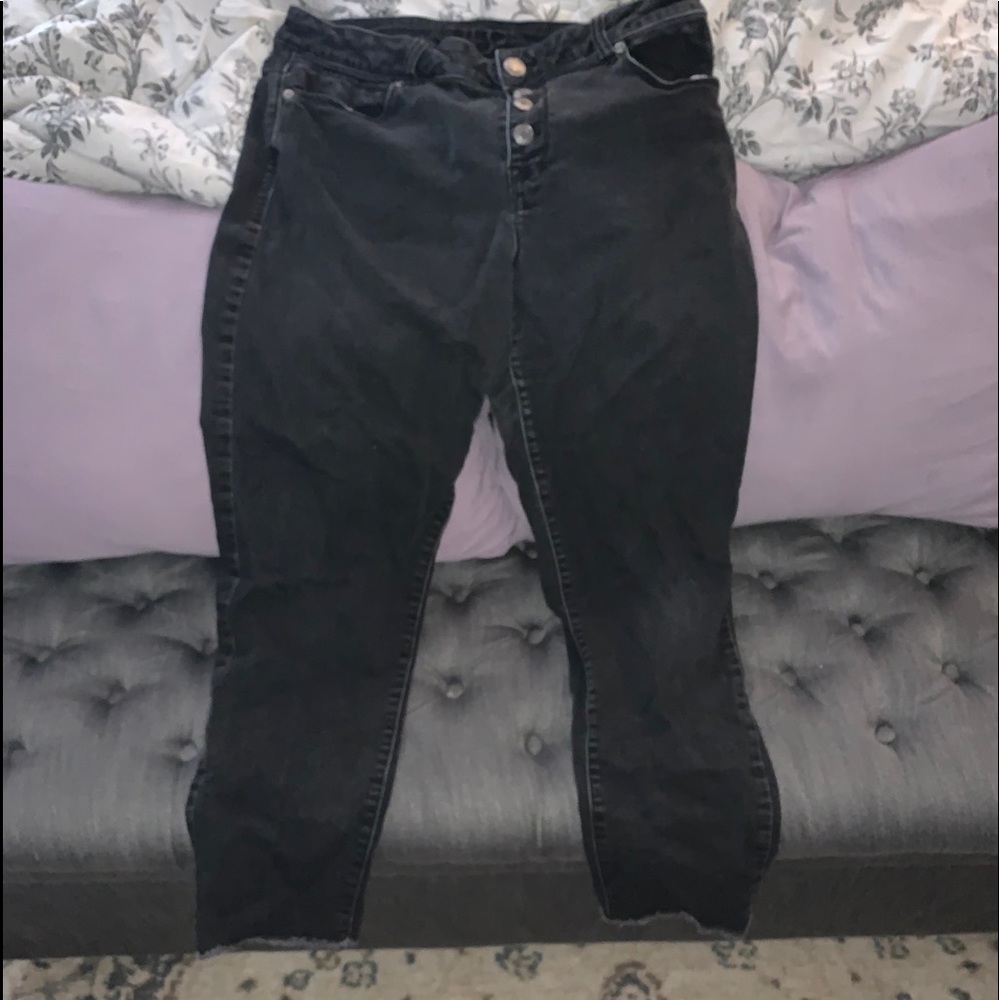 High rise button fly denim jeans